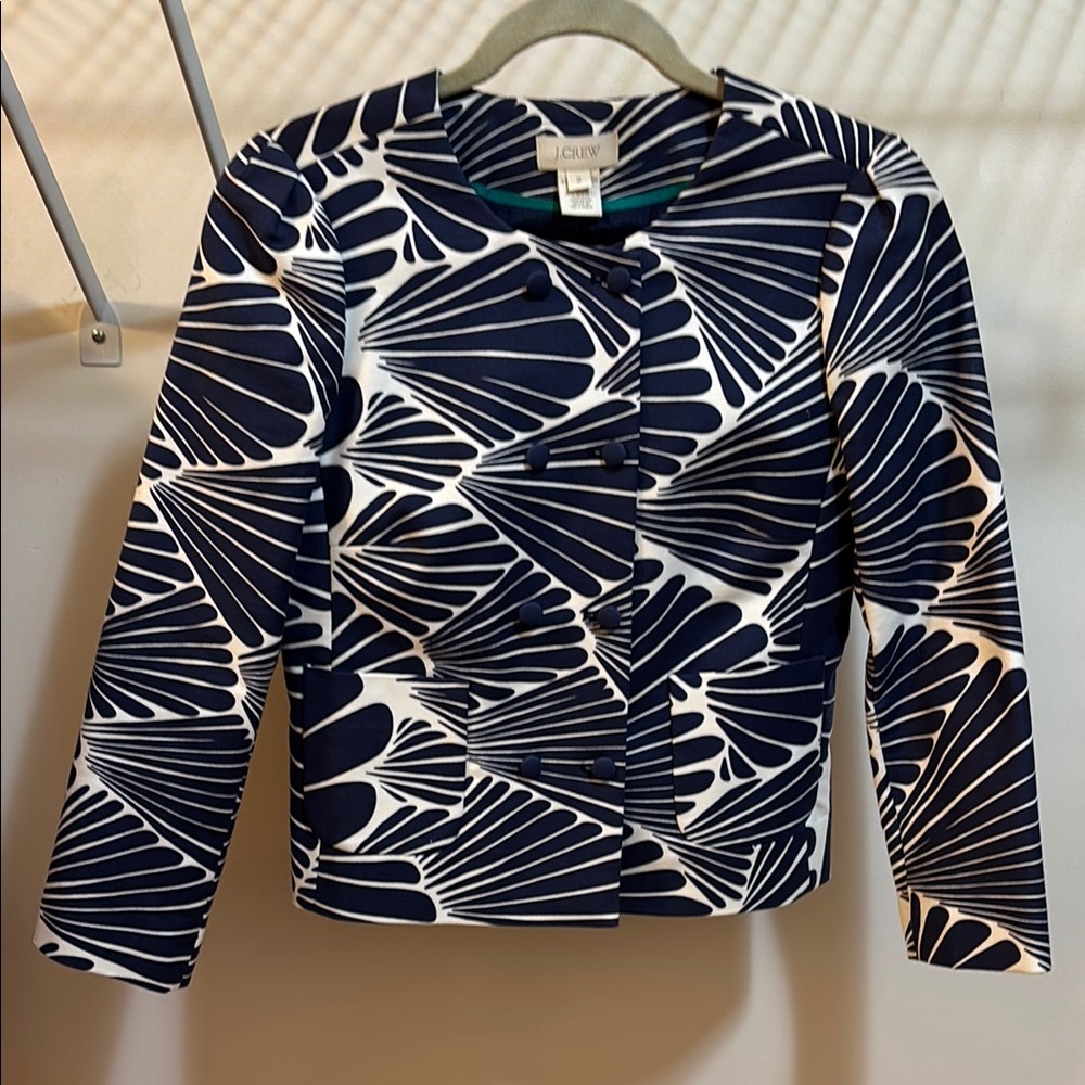 J.Crew Navy and White Patterned Jacket